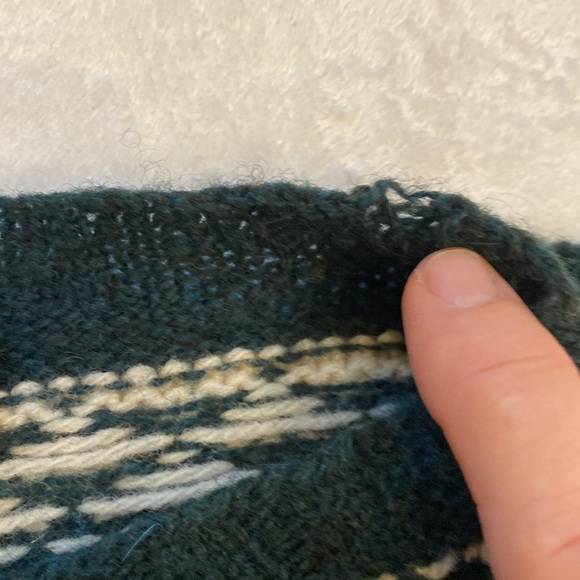 Polo by Ralph Lauren forest green hand knit 100% wool ski reindeer sweater Sz M - Picture 3 of 6